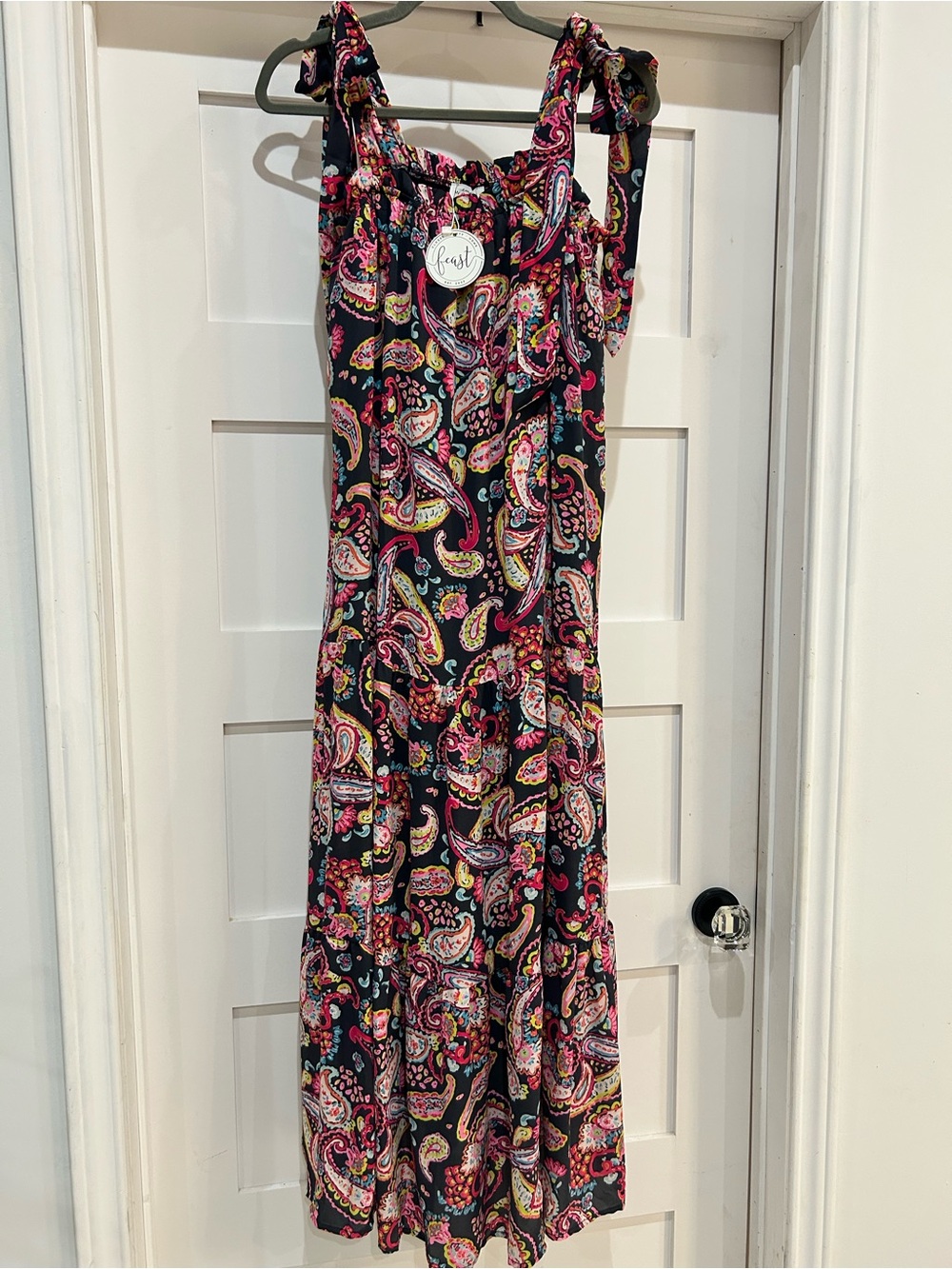 NWT size S “Emily Wonder” THIS IS ME Paisley Maxi Dress w/tie shoulders